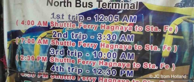 Bus schedule Bantayan 2016