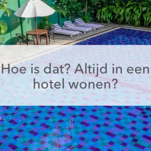 wonen in een hotel hoe is dat, zwembad met ligstoelen