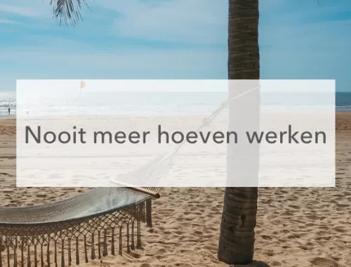 hangmat op tropisch strand met tekst: nooit meer hoeven werken