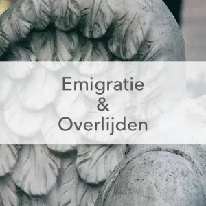 Engel op graf en tekst Emigratie en overlijden