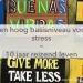 bordjes met motivatie teksten, en de titel: leven met een hoog stress niveau