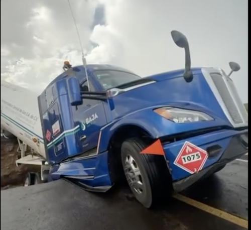 wegverzakking Carretera Transpeninsular bij La Yoca - San Ignacio BCS