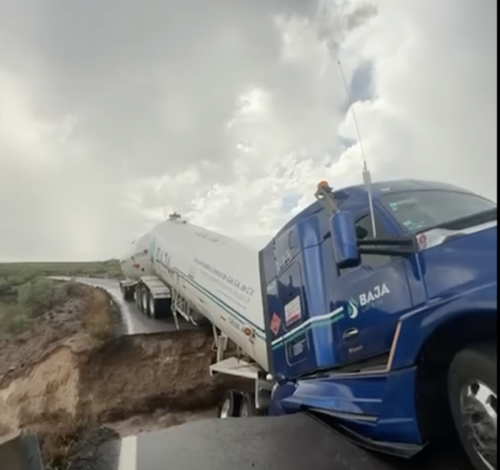 wegverzakking Carretera Transpeninsular bij La Yoca - San Ignacio BCS
